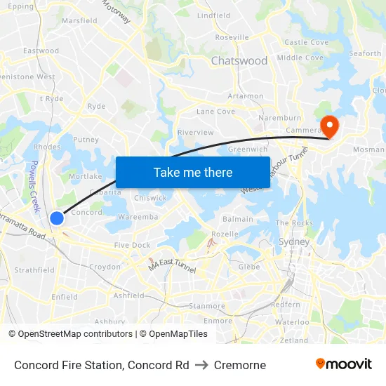 Concord Fire Station, Concord Rd to Cremorne map