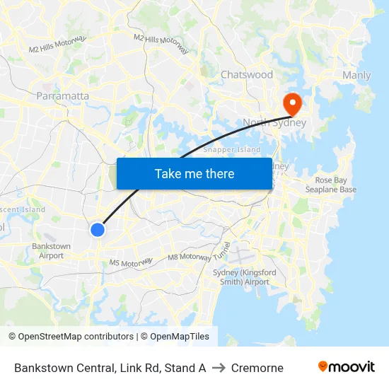 Bankstown Central, Link Rd, Stand A to Cremorne map