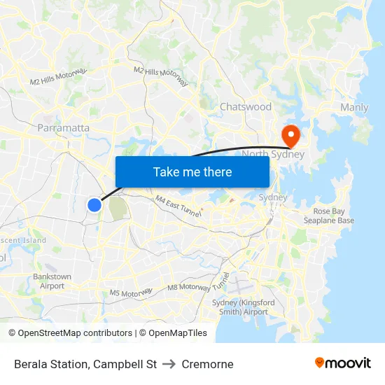 Berala Station, Campbell St to Cremorne map