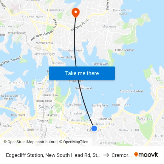 Edgecliff Station, New South Head Rd, Stand N to Cremorne map
