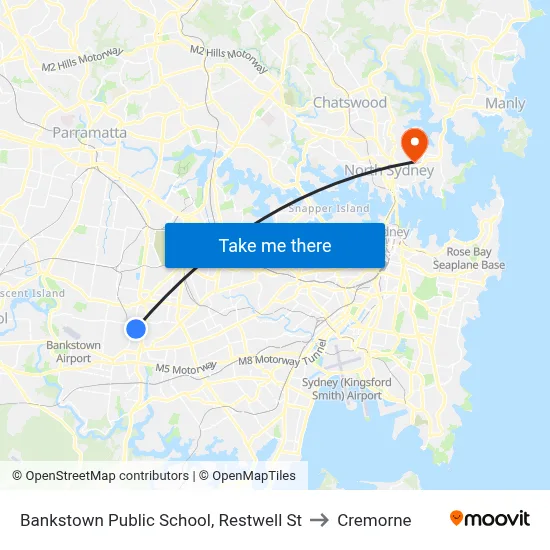Bankstown Public School, Restwell St to Cremorne map