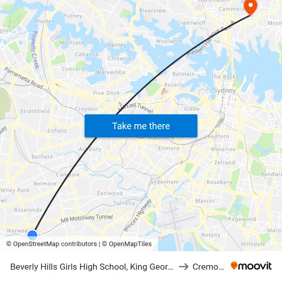 Beverly Hills Girls High School, King Georges Rd to Cremorne map