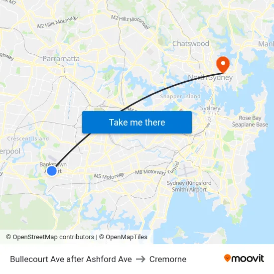 Bullecourt Ave after Ashford Ave to Cremorne map
