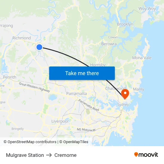 Mulgrave Station to Cremorne map