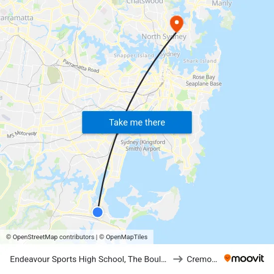 Endeavour Sports High School, The Boulevarde to Cremorne map