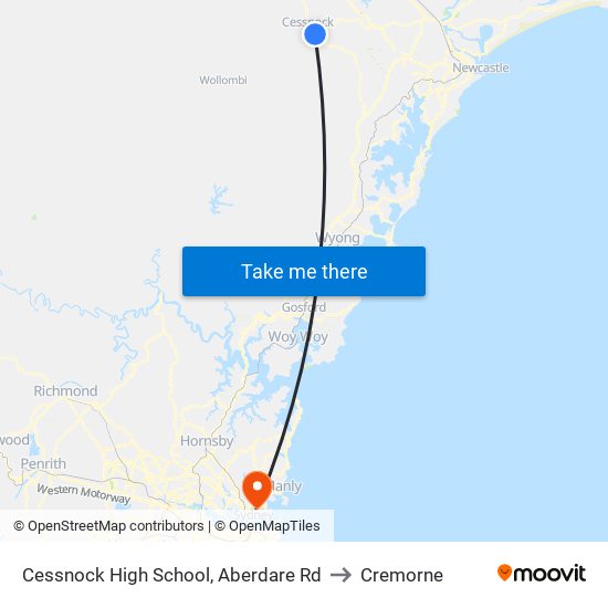 Cessnock High School, Aberdare Rd to Cremorne map