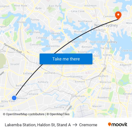 Lakemba Station, Haldon St, Stand A to Cremorne map