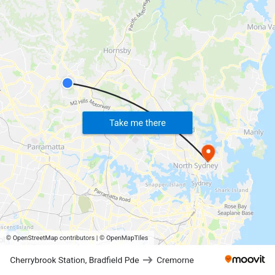 Cherrybrook Station, Bradfield Pde to Cremorne map