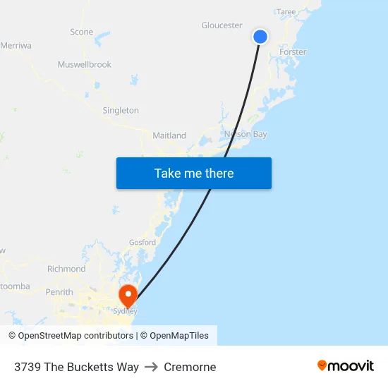 3739 The Bucketts Way to Cremorne map