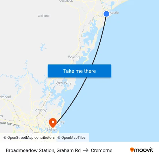Broadmeadow Station, Graham Rd to Cremorne map
