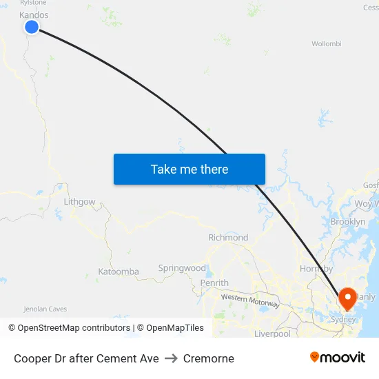 Cooper Dr after Cement Ave to Cremorne map