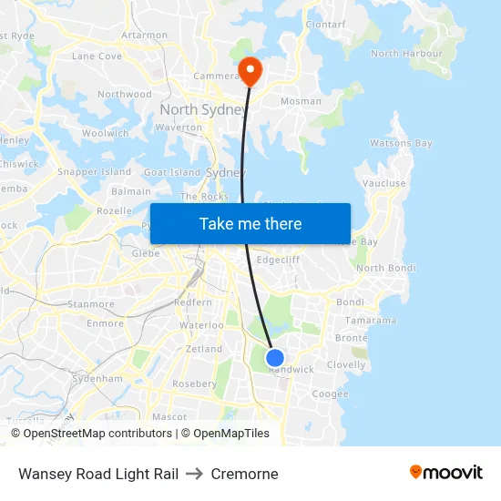 Wansey Road Light Rail to Cremorne map