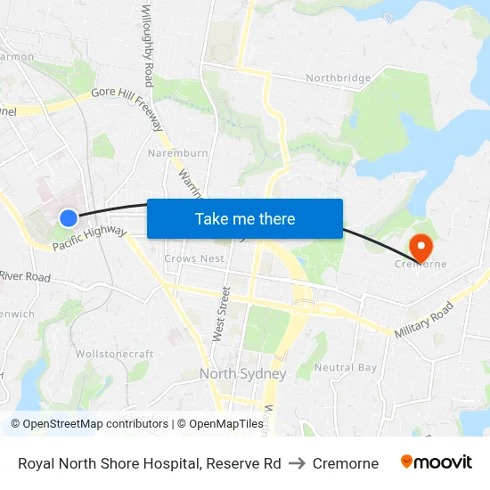 Royal North Shore Hospital, Reserve Rd to Cremorne map