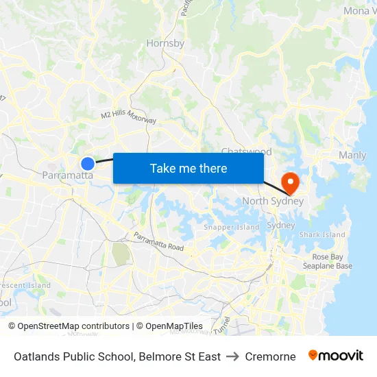 Oatlands Public School, Belmore St East to Cremorne map