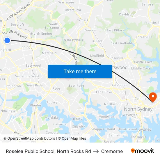 Roselea Public School, North Rocks Rd to Cremorne map