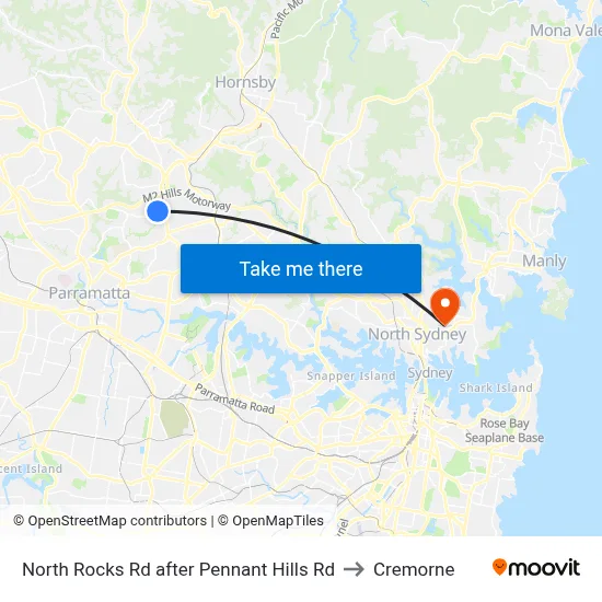 North Rocks Rd after Pennant Hills Rd to Cremorne map