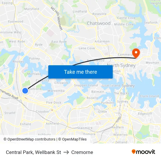 Central Park, Wellbank St to Cremorne map