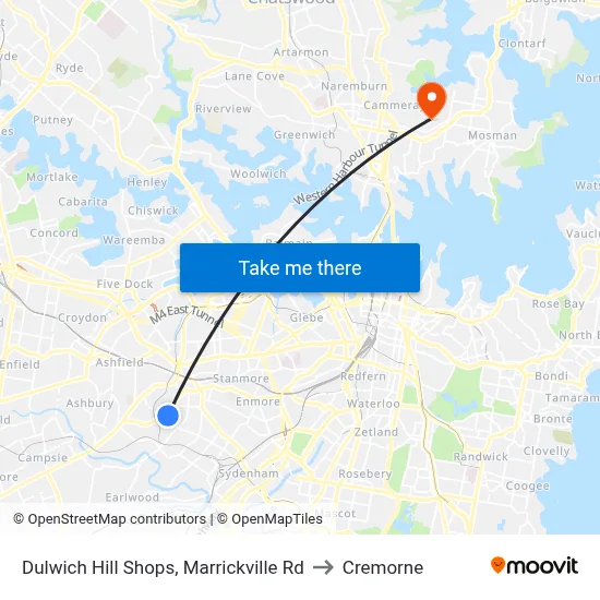 Dulwich Hill Shops, Marrickville Rd to Cremorne map