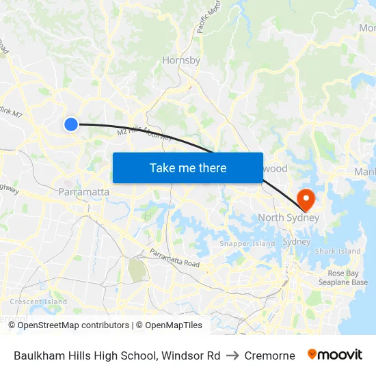 Baulkham Hills High School, Windsor Rd to Cremorne map