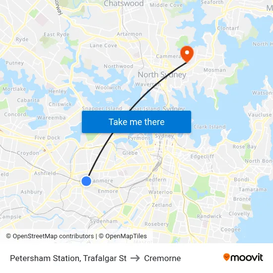Petersham Station, Trafalgar St to Cremorne map