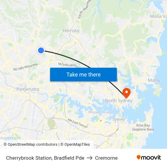 Cherrybrook Station, Bradfield Pde to Cremorne map