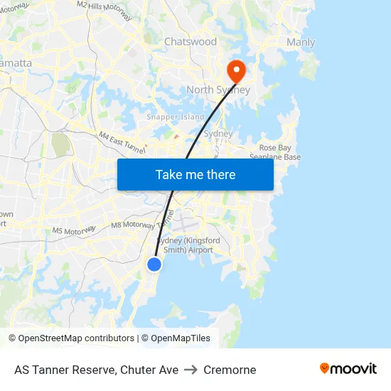 AS Tanner Reserve, Chuter Ave to Cremorne map