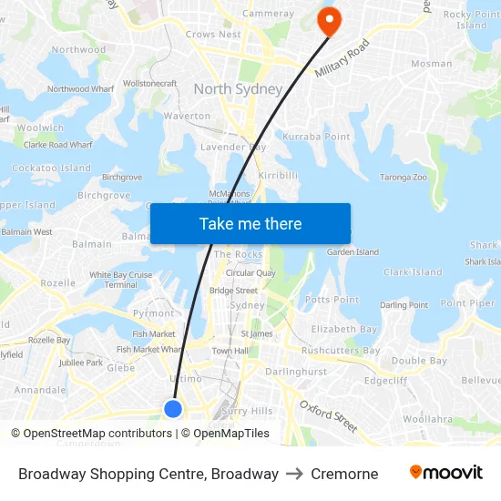 Broadway Shopping Centre, Broadway to Cremorne map