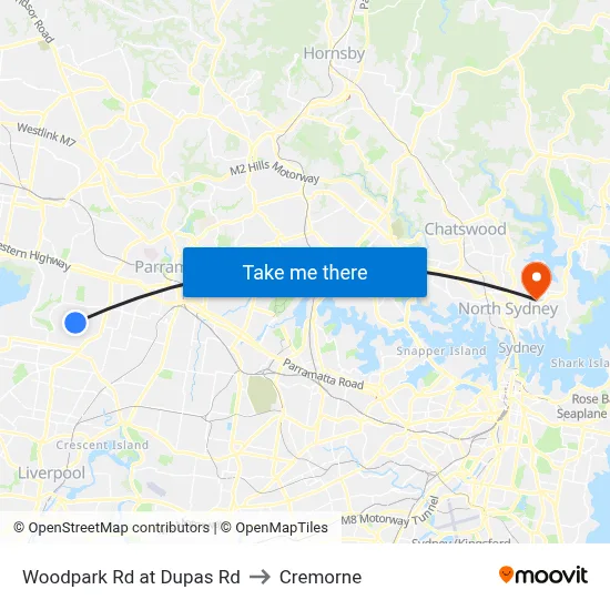 Woodpark Rd at Dupas Rd to Cremorne map