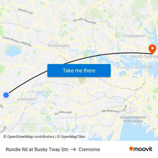 Rundle Rd at Busby Tway Stn to Cremorne map