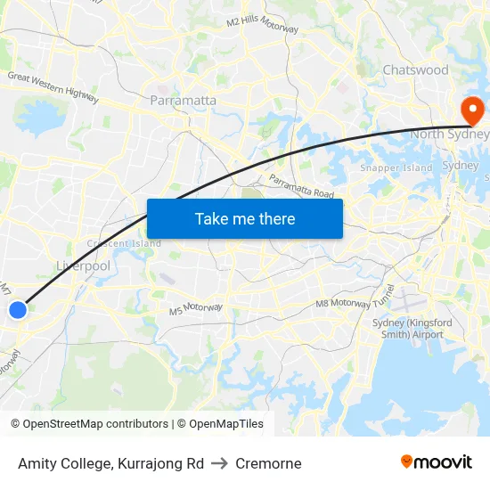 Amity College, Kurrajong Rd to Cremorne map