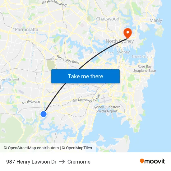 987 Henry Lawson Dr to Cremorne map