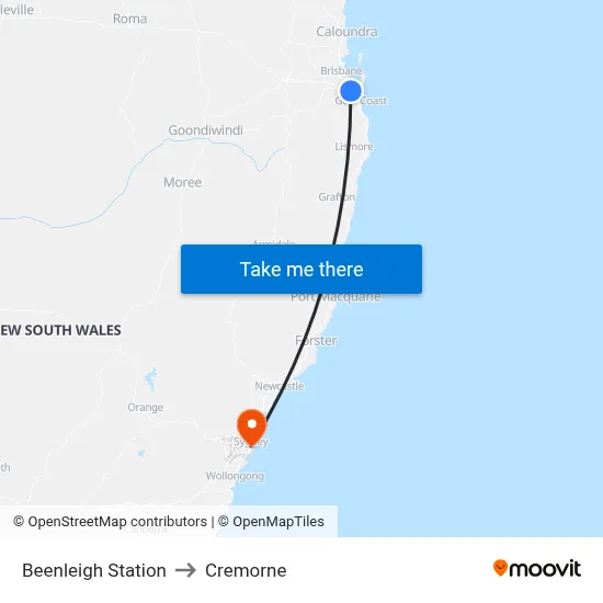 Beenleigh Station to Cremorne map