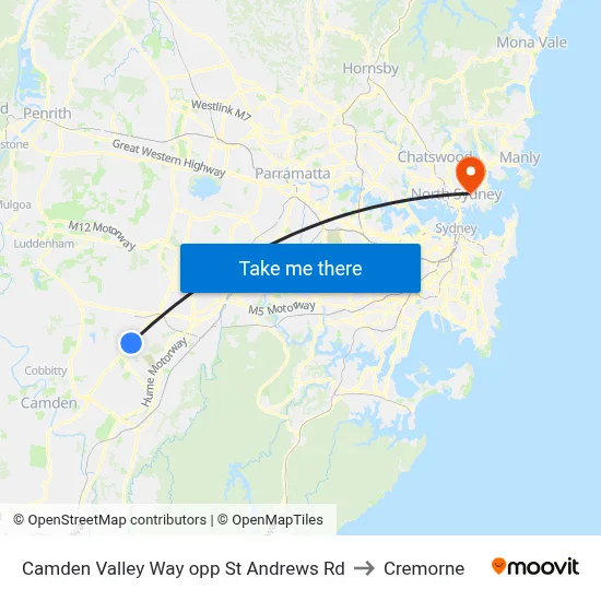Camden Valley Way opp St Andrews Rd to Cremorne map