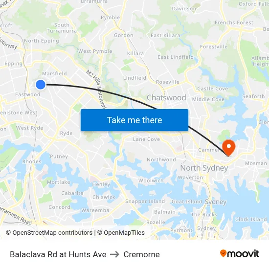 Balaclava Rd at Hunts Ave to Cremorne map