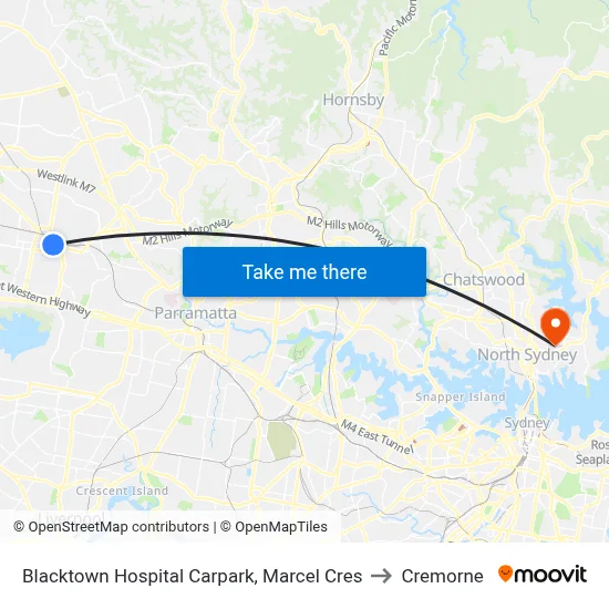 Blacktown Hospital Carpark, Marcel Cres to Cremorne map
