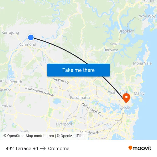 492 Terrace Rd to Cremorne map
