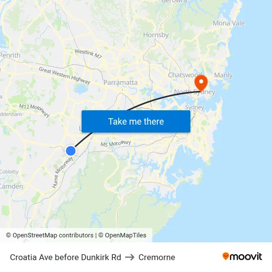 Croatia Ave before Dunkirk Rd to Cremorne map