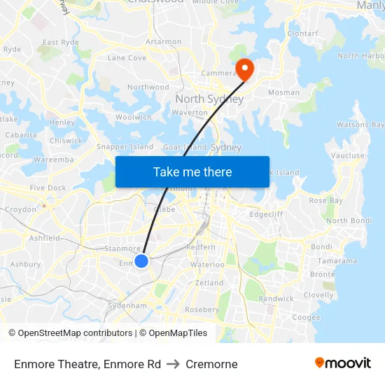 Enmore Theatre, Enmore Rd to Cremorne map