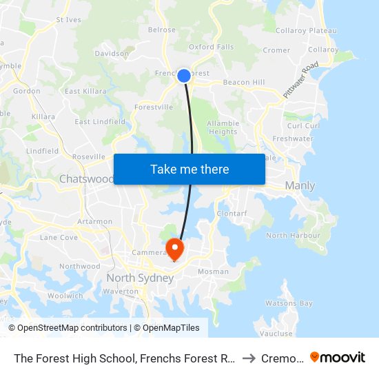 The Forest High School, Frenchs Forest Rd, Stand D to Cremorne map