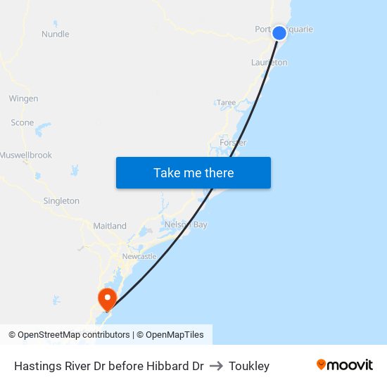 Hastings River Dr before Hibbard Dr to Toukley map