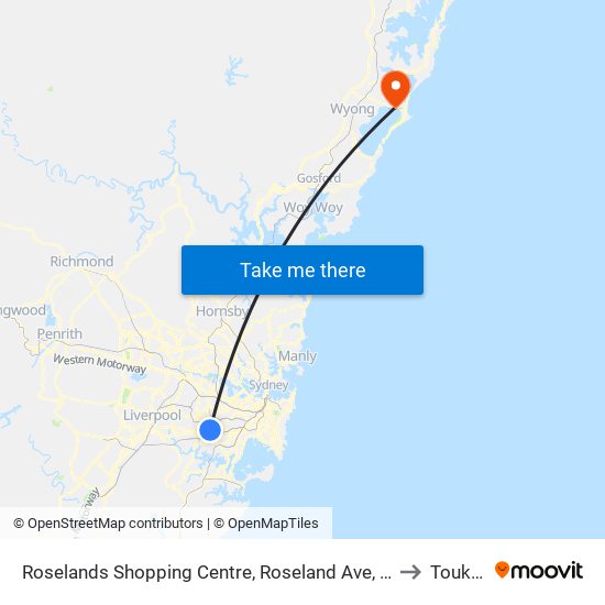 Roselands Shopping Centre, Roseland Ave, Stand C to Toukley map