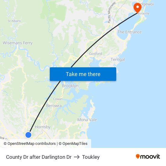 County Dr after Darlington Dr to Toukley map