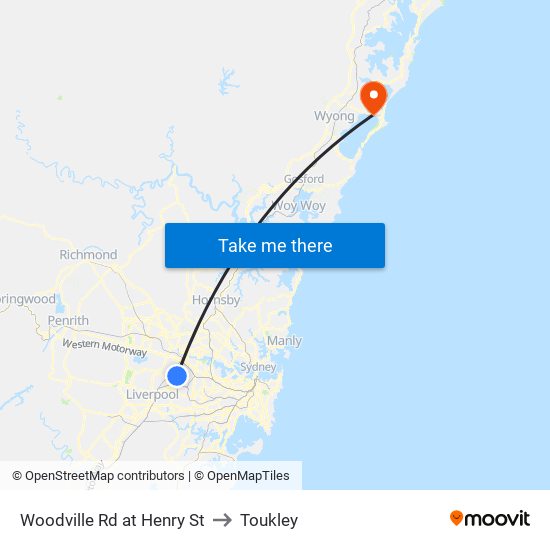 Woodville Rd at Henry St to Toukley map