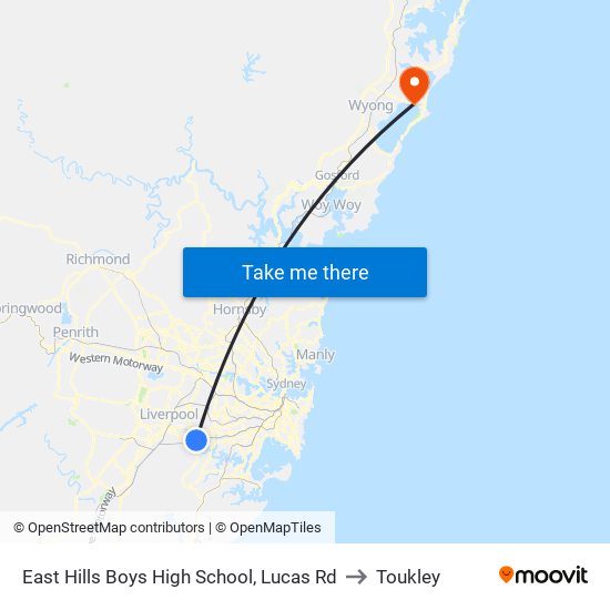 East Hills Boys High School, Lucas Rd to Toukley map