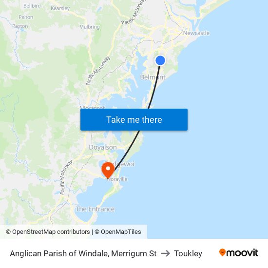 Anglican Parish of Windale, Merrigum St to Toukley map