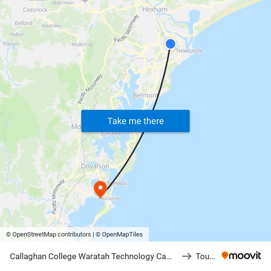 Callaghan College Waratah Technology Campus, Turton Rd to Toukley map