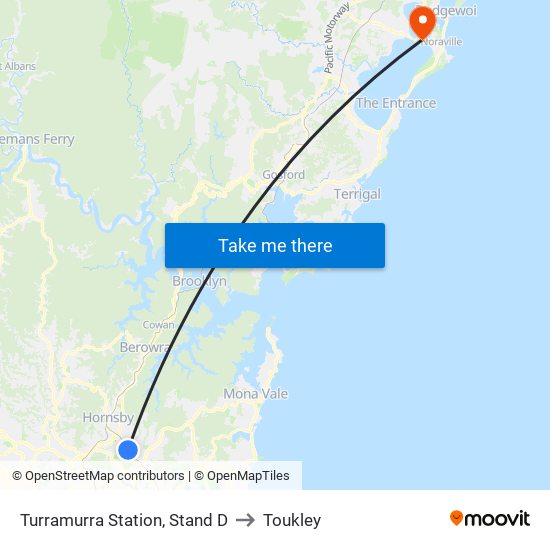 Turramurra Station, Stand D to Toukley map