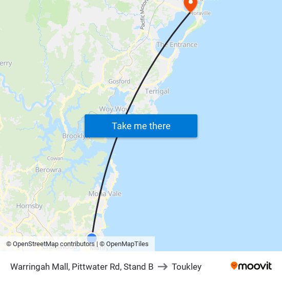 Warringah Mall, Pittwater Rd, Stand B to Toukley map