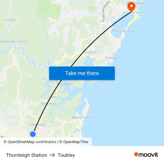 Thornleigh Station to Toukley map