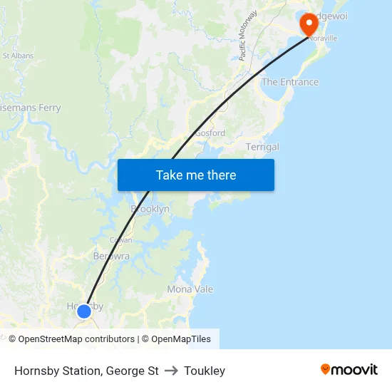 Hornsby Station, George St to Toukley map